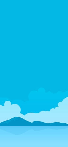青い空と山と海のイラストのiPhone / スマホ壁紙