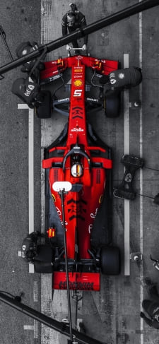 F1 赤い車 ピットのiPhone / スマホ壁紙