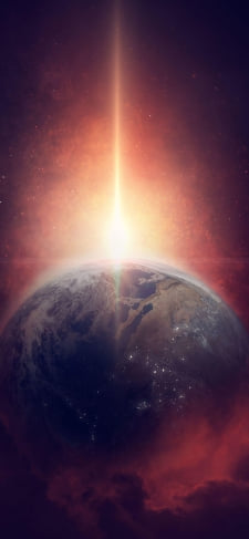 地球 宇宙のバーストのiPhone / スマホ壁紙
