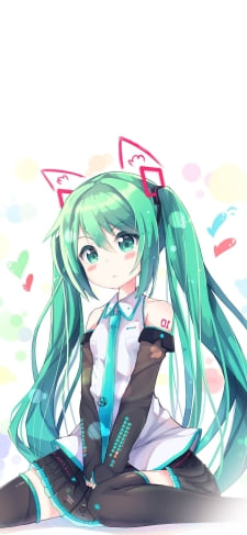 猫耳をつけた可愛い初音ミクのiPhone / スマホ壁紙