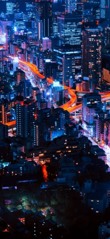 日本 東京の夜景 大都会のiPhone / スマホ壁紙