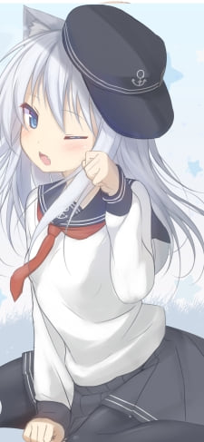 地べたに座りウィンクする可愛い響 / 艦隊これくしょんのiPhone / スマホ壁紙