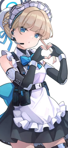 手でハートを作るメイド姿の飛鳥馬トキ / ブルアカ / ブルーアーカイブのiPhone / スマホ壁紙