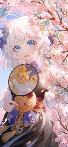 桜の枝を持ち微笑む可愛いテレサ・アポカリプス / 崩坏3rd / 崩壊3rdのiPhone / スマホ壁紙