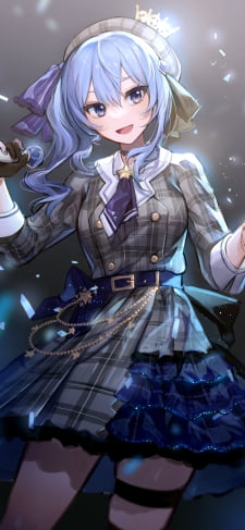 青い紙吹雪舞うステージで歌う星街すいせい / ホロライブ / バーチャルYouTuber / VtuberのiPhone / スマホ壁紙