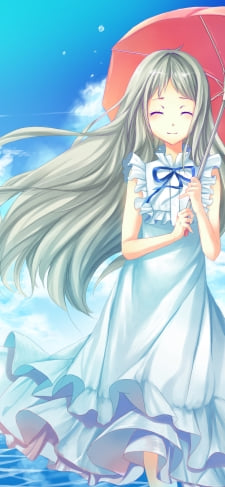海で赤い傘をさす笑顔の本間芽衣子 / あの日見た花の名前を僕達はまだ知らない。  / あの花のiPhone / スマホ壁紙