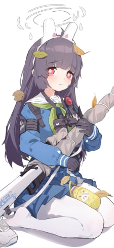 銃を抱える霞沢ミユ / ブルアカ / ブルーアーカイブ / ファンアート / イラストのiPhone / スマホ壁紙
