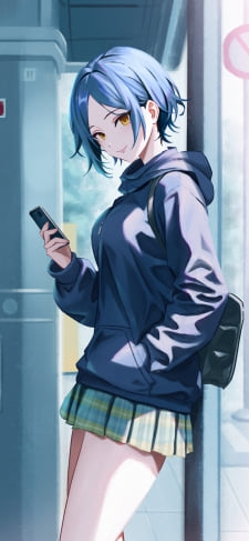 スマホを見ながらこちらを見る速水奏 / アイドルマスターシンデレラガールズ / ファンアート / イラストのiPhone / スマホ壁紙