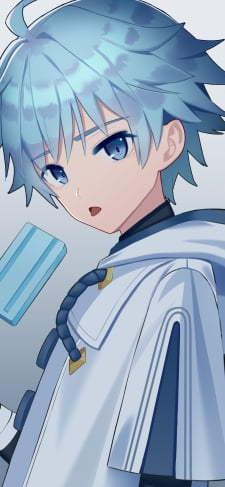 青いアイスを持ちながらこちらを見つめる重雲 / アホ毛 / 青い髪 / 白いフード付きの洋服 / 原神のiPhone / スマホ壁紙