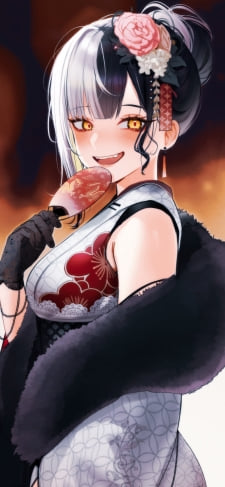 団扇を持ち微笑むシオリ・ノヴェラ / ホロライブ / バーチャルYouTuber / VtuberのiPhone / スマホ壁紙