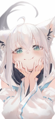 頬杖をついてこちらを見つめる可愛い白上フブキ / ホロライブ / バーチャルYouTuber / VtuberのiPhone / スマホ壁紙