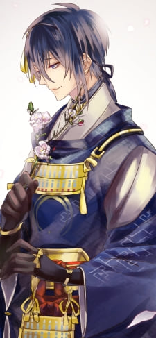 花を持ち微笑む三日月宗近 / 刀剣乱舞のiPhone / スマホ壁紙