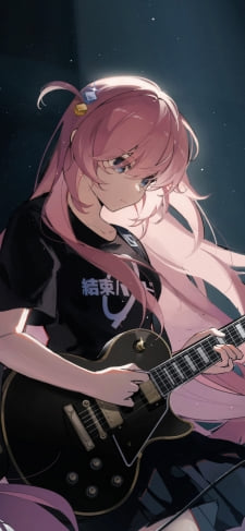 ライブでギターを弾く後藤ひとり / 結束バンド / ぼっち・ざ・ろっく! / ファンアート / イラストのiPhone / スマホ壁紙