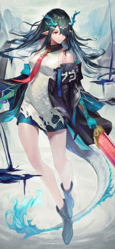 赤い剣を持つシー / アークナイツ / ファンアート / イラストのiPhone / スマホ壁紙