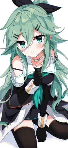 座っているかわいい山風 / 艦隊これくしょん / ファンアート / イラストのiPhone / スマホ壁紙