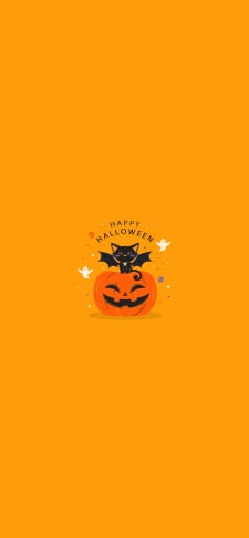 HAPPY HALLOWEEN 黒猫 お化け パンプキンのiPhone / スマホ壁紙