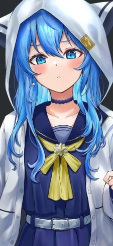 猫耳のついた白いフードを被る星街すいせい / ホロライブ / バーチャルYouTuber / VtuberのiPhone / スマホ壁紙