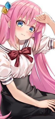 頭に手をあてるかわいい後藤ひとり / ぼっち・ざ・ろっく! / ファンアート / イラストのiPhone / スマホ壁紙