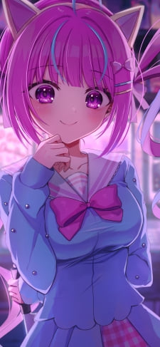 こちらを大きな瞳で見つめるかわいい湊あくあ / ホロライブ / バーチャルYouTuber / ファンアート / イラストのiPhone / スマホ壁紙