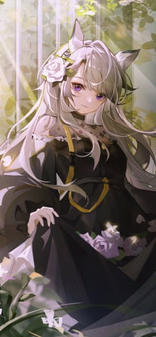黒い洋服の裾を持つ可愛いヘビーレイン / 白い花 / アークナイツのiPhone / スマホ壁紙
