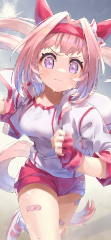 ハチマキをして頑張って走るハルウララ / ウマ娘プリティーダービーのiPhone / スマホ壁紙
