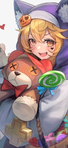 クマのぬいぐるみを持つブリジット / ギルティギアのiPhone / スマホ壁紙
