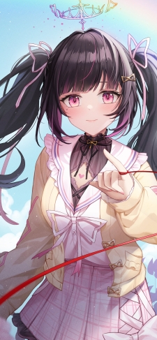 小指に赤い糸をつけ微笑む姫宮りえ / バーチャルYouTuberのiPhone / スマホ壁紙
