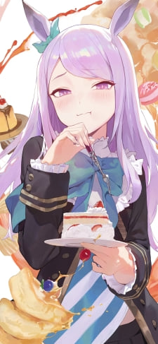 ストロベリーショートケーキを満足そうに食べるメジロマックイーン / ウマ娘プリティーダービーのiPhone / スマホ壁紙