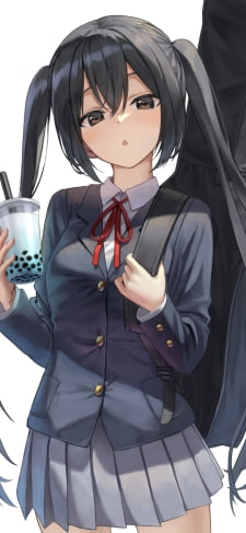 タピオカジュースを持つ制服姿の可愛い中野梓（なかの あずさ） / けいおん!のiPhone / スマホ壁紙