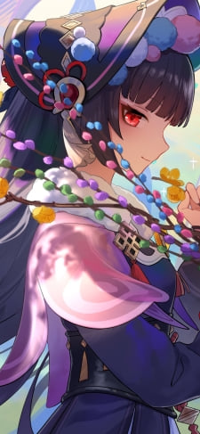 花を持ちこちらを見る綺麗な雲菫 / 横顔 / 原神のiPhone / スマホ壁紙