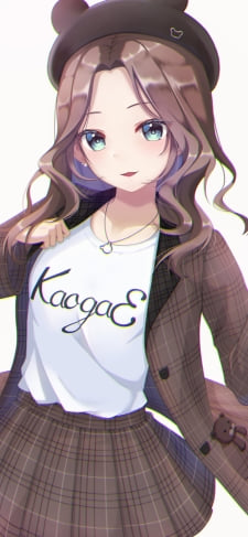 茶色のチェックの洋服を着た可愛い夏色まつり / ホロライブ / バーチャルYouTuber / VtuberのiPhone / スマホ壁紙