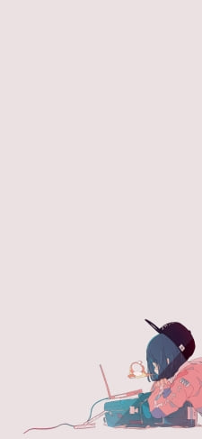 ノートパソコンを見る帽子を被った女の子 / LANケーブル / 溜息 / リュックのiPhone / スマホ壁紙