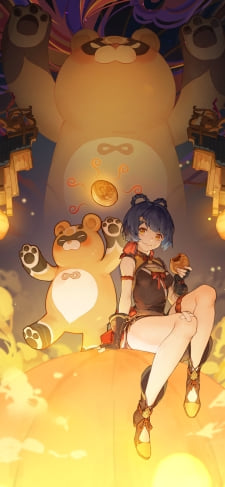 香菱(シャンリン)とグゥオパァー / 原神のiPhone / スマホ壁紙