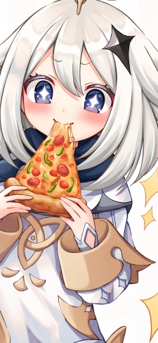 ピザを食べるパイモン / 原神のiPhone / スマホ壁紙