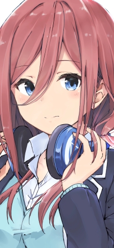 青いヘッドフォンに手をかける中野三玖 / 五等分の花嫁のiPhone / スマホ壁紙