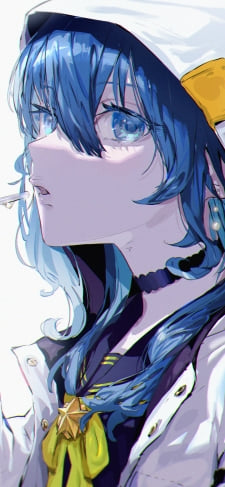 ジュースを飲む星街すいせい / バーチャルYouTuber / ホロライブ / ファンアート / イラストのiPhone / スマホ壁紙