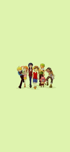 ルフィ / 青ざめるチョッパー / 笑うウソップ / 居眠りするゾロ / メモを見るニコ・ロビン / 地図を見るナミ / ナミに話しかけるサンジ / 麦わらの一味 / ONE PIECEのiPhone / スマホ壁紙