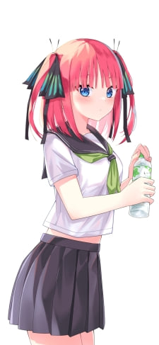 ペットボトルの水の蓋を開けようとしている中野二乃 (なかのにの) / 五等分の花嫁のiPhone / スマホ壁紙