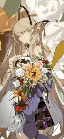 カラフルな花束を持つ綺麗なインディゴ / アークナイツのiPhone / スマホ壁紙