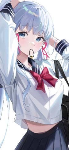 髪をアップにする神里綾華 / セーラー服 / かわいい / 原神のiPhone / スマホ壁紙