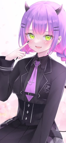 笑顔で目元を指す常闇トワ / ホロライブ / バーチャルYouTuber / VtuberのiPhone / スマホ壁紙