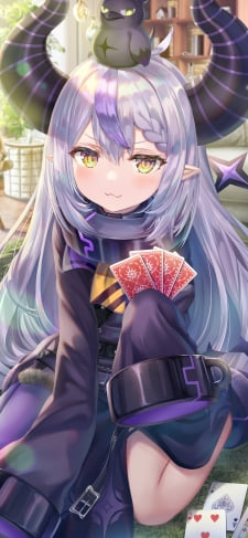 トランプをする可愛いラプラス・ダークネス / ホロライブ / バーチャルYouTuberのiPhone / スマホ壁紙