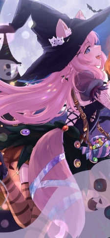満月とハロウィンコスの可愛い博衣こより / 魔女 / ホロライブ / バーチャルYouTuber / VtuberのiPhone / スマホ壁紙