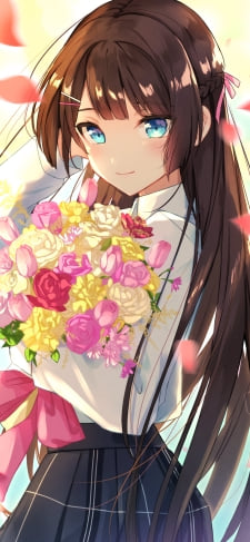 カラフルな花束を持ちこちらを見つめる月ノ美兎 / にじさんじ / バーチャルYouTuber / VtuberのiPhone / スマホ壁紙