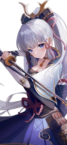 霞の構えで剣を持つ神里綾華（かみさとあやか） / 原神のiPhone / スマホ壁紙