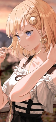 夕暮れ、髪を触り見つめるワトソン・アメリア / ホロライブ / バーチャルYouTuber / VtuberのiPhone / スマホ壁紙