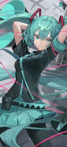 かっこいい初音ミク / ピンクの紐 / ボカロ / ボーカロイドのiPhone / スマホ壁紙