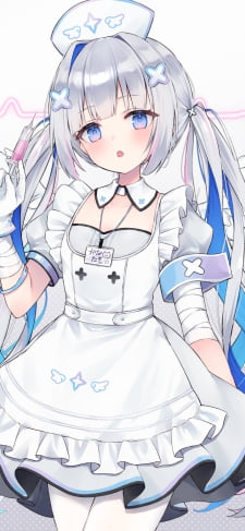 ピンクの液体が入った注射器を持つ可愛い天音かなた / ナース / ホロライブ / バーチャルYouTuber / VtuberのiPhone / スマホ壁紙