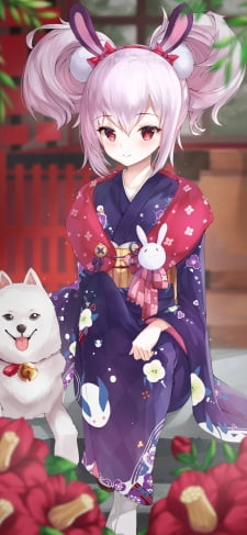 紫の着物を着た可愛いラフィー / アズールレーンのiPhone / スマホ壁紙