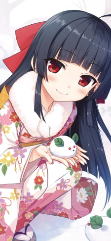 雪で兎を作るハチロク / ピンクの着物 / まいてつのiPhone / スマホ壁紙